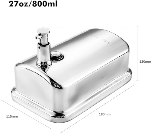 interhasa! Manual Soap Dispenser, Commercial Stainless Steel Wall Mounted Hand Soap Dispenser for Bathroom Kitchen 500ml/17oz, Sliver