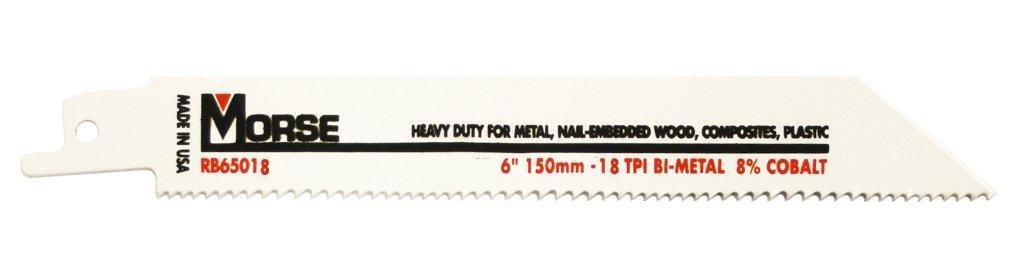 MK Morse RB65018T05 Bimetal Reciprocating Saw Blade, 6-Inch by .050 18TPI, 5-Pack