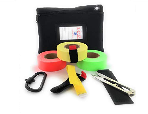 VAS HIGH Visibility Rainbow Trail Marking & Flagging Ribbon DLX Tape Trail Pack- Outdoor, Commercial & Industrial Use Organizer Utility Bag Scissors & Case Retention Strap (Random Assorted, 3 Pack)