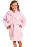 Kids Hooded Terry Turkish Robe Bathrobe 100% Cotton Pink, Small/Medium, Age: 3-6