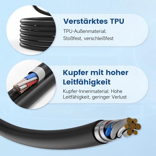 EVDANCE Type 2 Charging Cable, 11 kW / 16 A / 3-Phase / 10 m / Mode 3, Electric Car Type 2 to Type 2 EV Charging Cable for EV/PHEV, with Carry Bag