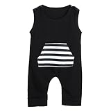 Bestpriceam Newborn Infant Baby Boys Stripe Romper Jumpsuit Outfits Clothes (0-6M, Black)