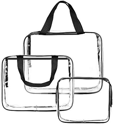 POstore 3 in 1 Clear Makeup Bags, Cosmetics Waterproof Organizer Case for Traveling, Business Trip and School - Airline Carry-On Makeup Accessories Bag for Men and Women