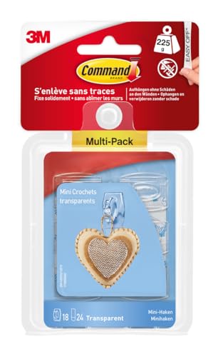 Command 17006CLRFGN Mini Hook Transparent with Clear Strips