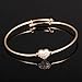 Cute Rose Gold Tone Cubic Zircon Love Heart Bangle For Children Girls Expandable Length 5.9