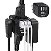 Wall Plug Outlet Extender, SUPERDANNY Power Adapter with 4 Electrical Outlets & 3 USB Ports Extra-Wide Spaced Cube…