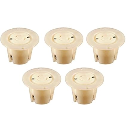 NEMA L5-15 Locking Flanged Outlet, 15A 125V AC, 2 Pole 3 Wire, cUL Listed (5 Pack)