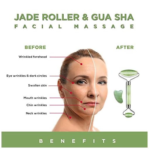 Jade Roller & Gua Sha Scraping Massage Tool By Truweo - Himalayan Anti-aging 100% Natural Facial Jade Stone Set - Face… - Image 6