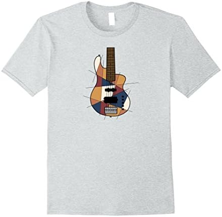 Mens Electric Bass Guitar Art Shirt for Bass Clef Musicians Medium Heather Grey