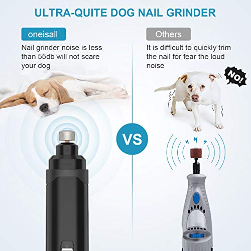 image for oneisall Dog Nail Grinder - Upgraded 2 Speed Quiet USB Rechargeable Pr