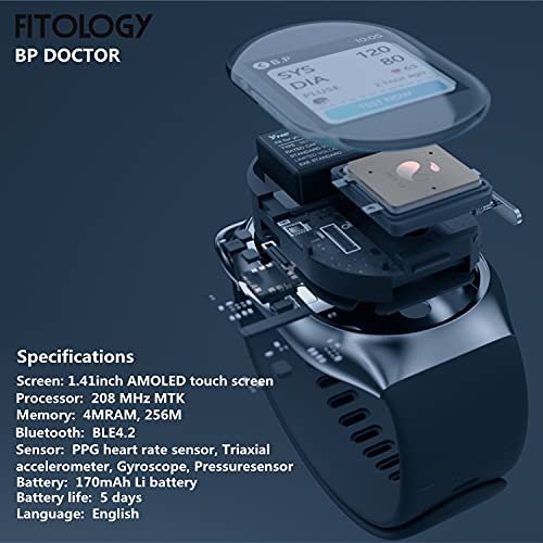 BP Doctor Smart Watch,Blood Pressure Monitor Medical Grade Accuracy