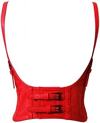 SGY Fashion Faux Leather Steampunk Sexy Underbust Waist Belt Corset (Red)