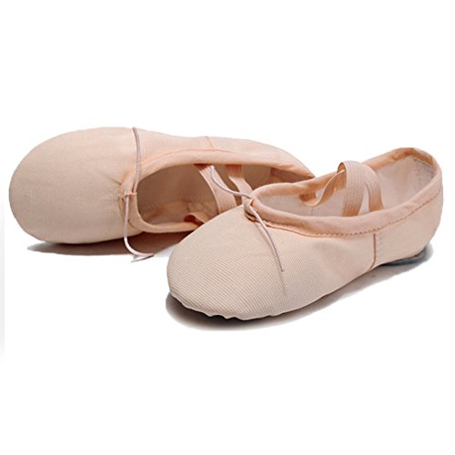 Ballet Slippers for Women Girls Canvas Ballet Flats Ballet Shoes Split Sole Yoga Dance Shoes (6 M US, Nude)