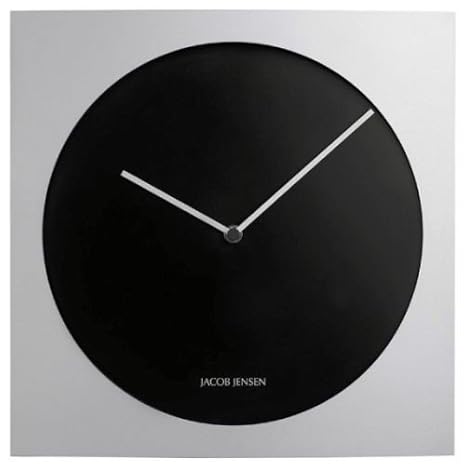 Jacob Jensen - Wanduhr, Uhr - Farbe: Silber/Schwarz - Aluminium - 35 x 35 cm - Zeitloses dänisches Design