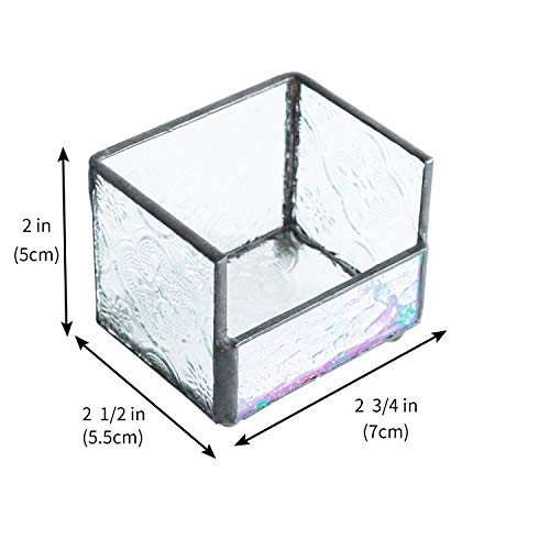 Stained Glass Business Card Holder Name Card Display Holder Mosaic Beveled Glass Professional Card Holder for Office Desk Business Desk Name Plate with Card Holder