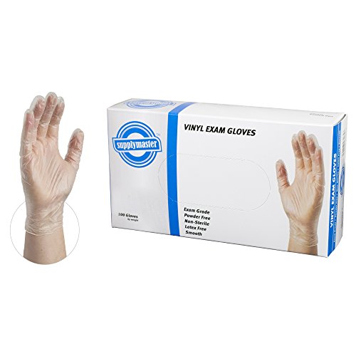 SupplyMaster SMCVE4M Vinyl Exam Disposable Gloves 4 Mil, Powder Free