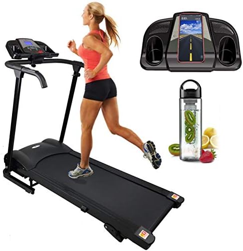Nero Sports Bluetooth Manual Incline Folding Running Machine Motorised Treadmill with Built in Speakers Black