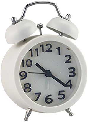 PiLife 3" Mini Silent Quiet Non-ticking Retro Vintage Classic Bedside Twin Bell Alarm Clock with Backlight Battery Operated- Loud Alarm Clock(White)