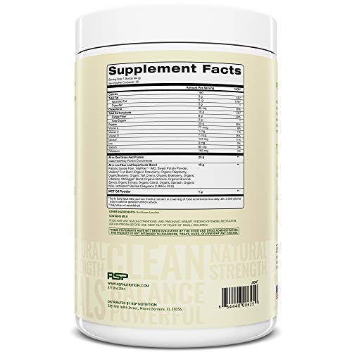 RSP TrueFit - Grass Fed Lean Meal Replacement Protein Shake, All Natural Whey Protein Powder with Fiber & Probiotics, Non-GMO, Gluten-Free & No Artificial Sweeteners, 2LB (Unflavored)
