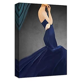 Woman In Dark Blue Dress - Canvas Art