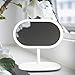 Makeup Mirror Lighted Lamp LED Tabletop Swivel Vanity Mirror Travel Portable Cordless Rechargeable Battery Powered Elliptical Natural Light Touch Screen Desk 360 Degree Free Rotation (white) on sales