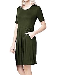 Cambridge selecciona Juniors Empire cintura plisado de manga corta bolsillo vestido de Swing