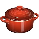 Le Creuset Stoneware Petite Round Casserole, 8-Ounce, Cerise (Cherry Red)