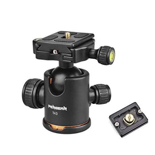 Pergear Heavy Duty Photography Camera Tripod Ball Head 360 Degree Fluid Rotation Tripod Ballhead with 2 Pcs Plate for DSLR Camera