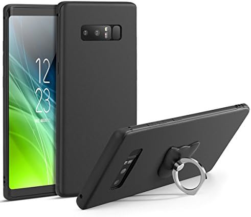 Galaxy Note 8 Case Cover Slim Protective Shock Absorbing Ultra-Thin Anti-Drop TPU Rugged Flexible Protection and a phone ring stand holder for Samsung Galaxy Note 8 (2017) - Black
