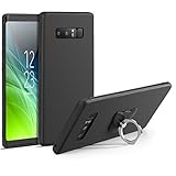Galaxy Note 8 Case Cover Slim Protective Shock Absorbing Ultra-Thin Anti-Drop TPU Rugged Flexible Protection and a phone ring stand holder for Samsung Galaxy Note 8 (2017) - Black
