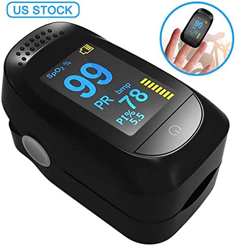 Flowmist Fingertip Oximeter Blood Measure Oxygen Saturation Monitor, Pulse PR Heart Rate Monitors and Spo2 Reading Oxygen Meter with Finger Plethysmograph and Perfusion Indicator