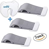 Door Stopper Rubber Door Stops Decorative Door Stop 3 Piece Set With Free Bonus Holder With Free Bonus Baby Finger Pinch Guard Doorstop Wedge Heavy Duty Work On All Floor Surface By Smail Gray Color