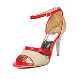 WeiPoot Women's Pu Spikes Stilettos Open Toe