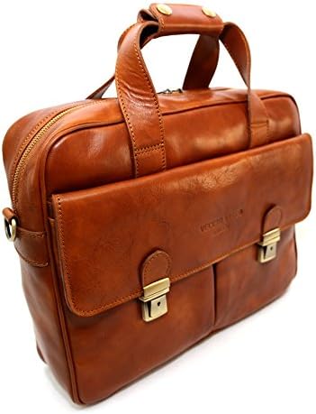 Working handbag in genuine Leather, Natural Tanned, Barletta, Made in Italy, CREEO Leather (Lether)