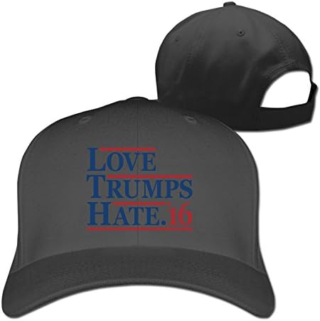 Unisex Love Trumps Hate Adjustable Peaked Hat Baseball Cap Black
