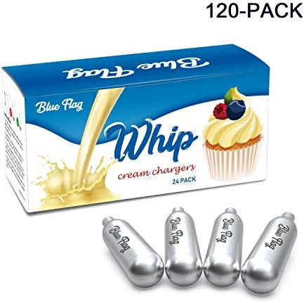 Blue Flag Whipped Cream Chargers N2O Nitrous Oxide 8-Gram Cartridge for Whipper Whipped Cream Dispenser(120 Packs)