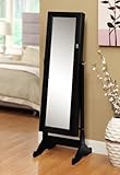 Black Mirrored Jewelry Cabinet Amoire W Stand Mirror Rings, Necklaces, Bracelets ()