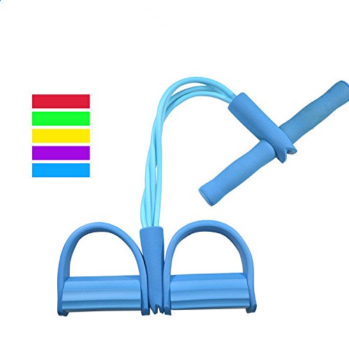 Multifunction-Leg-Exerciser-Sit-up-Bodybuilding-Expander-Elastic-Pull-Rope-Training-Equipment-4-Tube-Elastic-Sit-Up-Pull-Rope-with-Foot-Pedal-Abdominal-Exerciser-Fitness-Yoga-Equipment-Blue