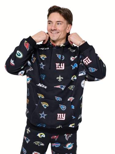 OOSC Mens Nfl Team Hoodie - Black Sweatshirt, Black, XXL EU