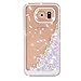 Samsung Galaxy S7 Edge case,Crosstree Liquid, Appmax Cool Quicksand Moving Stars Bling Glitter Floating Dynamic Flowing Case Liquid Cover for galaxy s7 edge. (Heart Pink&Blue)