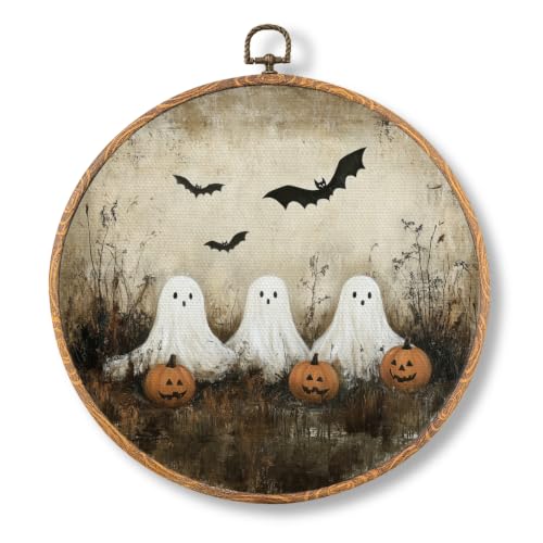 Halloween Fall Ghost Round Wall Art, Vintage Halloween Picture Wall Decor 2 at Amazon