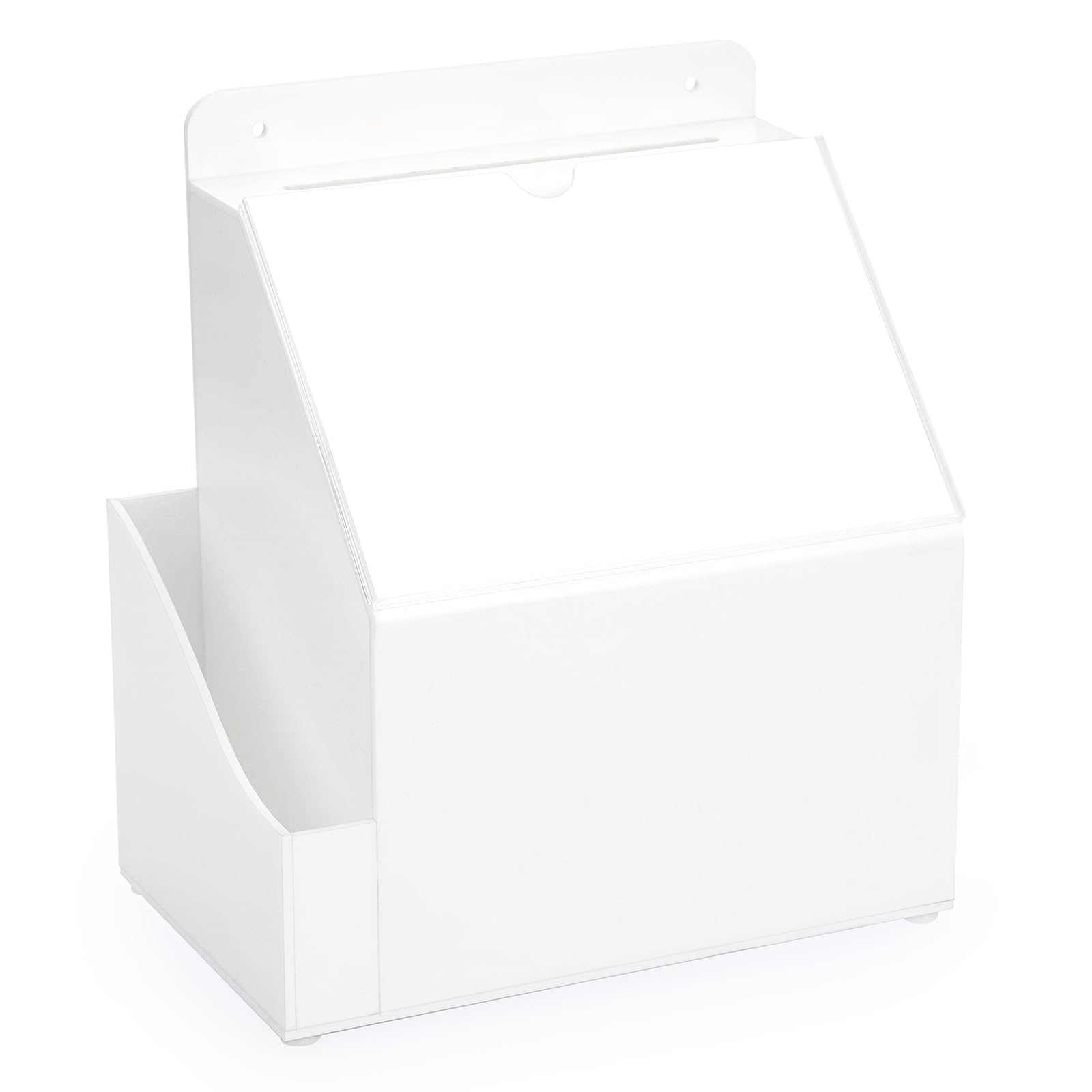 SUMTree Acrylic Wall Mountable Ballot Donation Box with Lock and Sign Holder - Lockable Promotional Box for Voting Suggestionsand More(White)