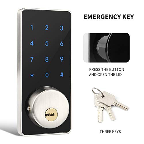 Door Lock WiFi,Smart Lock,Smart Electronic Door Lock with keyless,Touchscreen,Mechanical Keys Enabled Auto Lock Alarm Technology for Home,Hotel,Apartment and Office - Thumbnail 4
