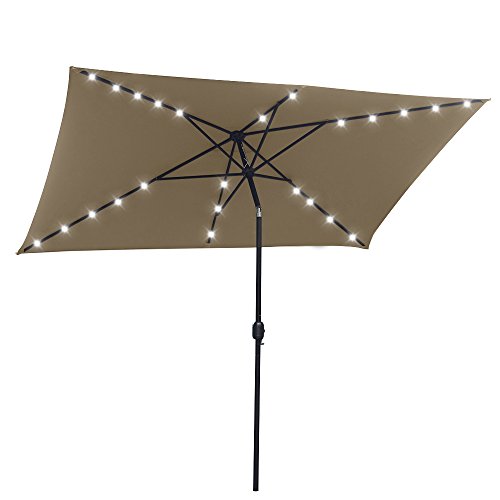 10'patio offset hanging umbrella Patio Umbrella with Led Lights, 10FT Solar LED Offset Outdoor Umbrella SEGMART