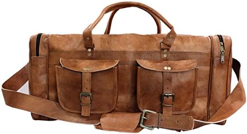 FAB 22" Leather Duffel Bag Holdall Travel Overnight Weekend Gym Sports Luggage