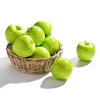 Lulalula 10pcs Artificial Green Apple Decorative Fruit Lifelike