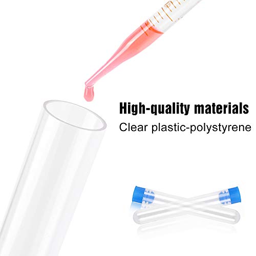 DEPEPE 80pcs 16×100mm Clear Plastic Test Tubes with Blue Caps for Scientific Experiments, Halloween, Christmas, Kids Birthday Party Supplies, Decorate The House, Candy Storage