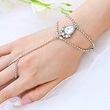 Bomine Finger Bracelet Ring Rhinestone Hand Chain
