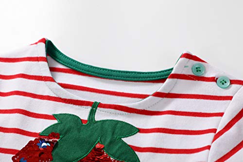 Little Girls Dress Playwear Apple Print Cotton Skirt Short Sleeve Shirts 2T