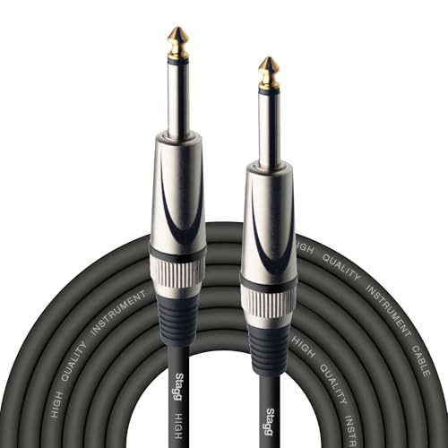 Stagg SGC6DL Deluxe Instrument Cable with Heavy-Duty Jacks, 6m, Black